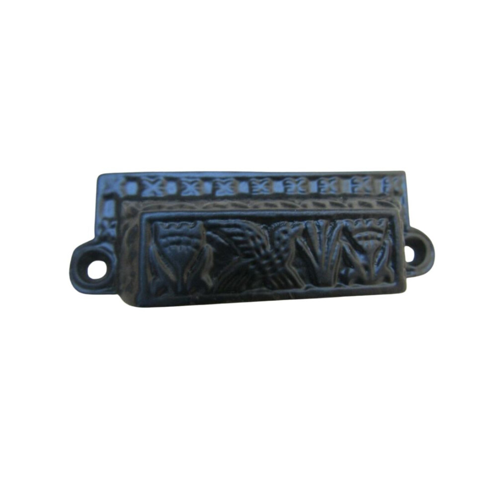 Square Birds Cup Pull Handle Black Antique 5055979723042