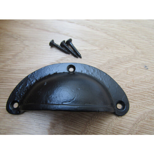 Slim Lipped Cabinet Cup Pull Handle Black Antique 2