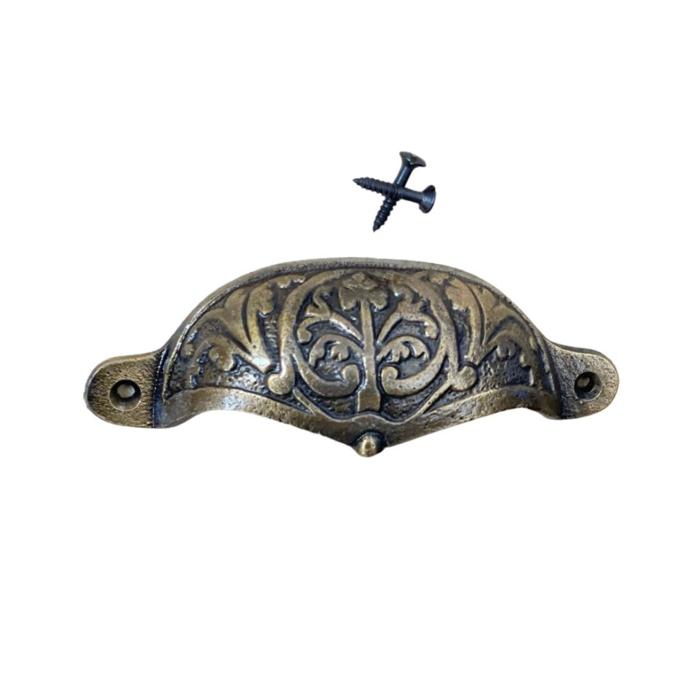 Fancy Cup Pull Handle Antique Brass 5055979723202