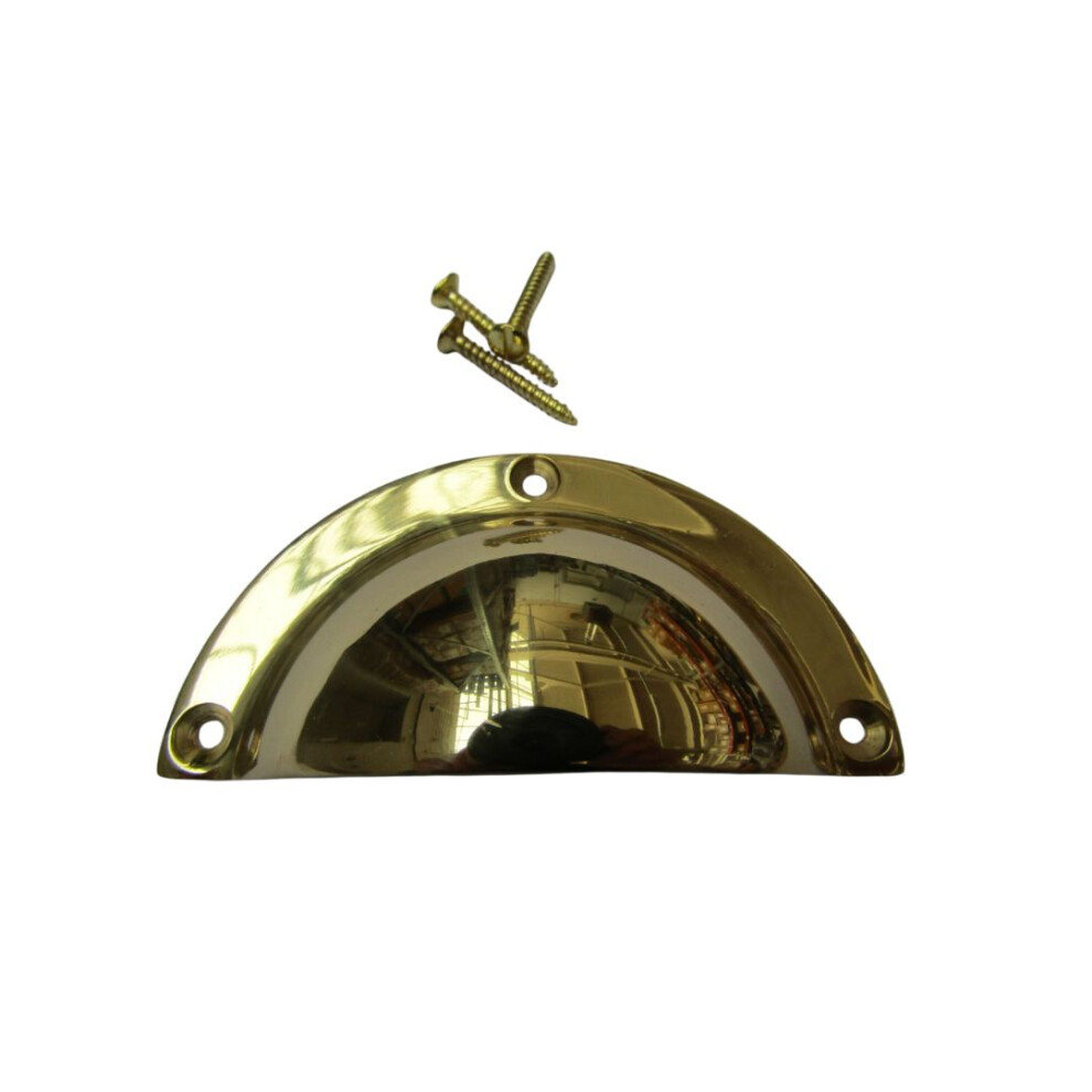 Small Victorian Cup Pull Handle Polished Brass 5057067971236