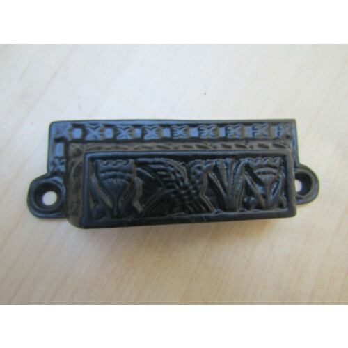 Square Birds Cup Pull Handle Black Antique 2