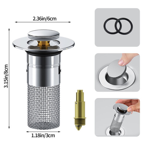 Stainless Steel Sink Plug with Filter and Collector 2