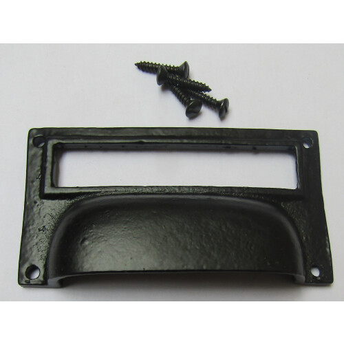 4" Large Card Holder Cup Handle black antique 2