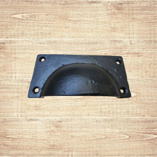 Large Rectangular Cup Pull Handle Black Antique 1