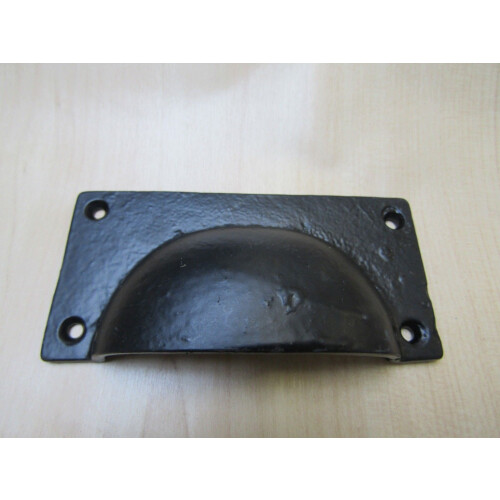 Large Rectangular Cup Pull Handle Black Antique 2