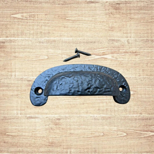 Textured Cabinet Cup Pull Handle Black Antique 1