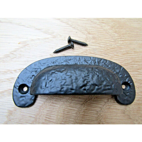 Textured Cabinet Cup Pull Handle Black Antique 2
