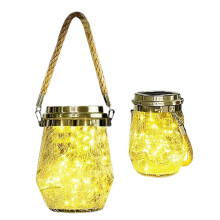 2 Stuks Zonne-Lantaarn Buiten Waterdicht voor Kerstverlichting LED Hangend Gebarsten Glas voor Buiten Tuindecoratie