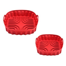 2PCS Air Fryer Silicone Baking Tray Reusable Square Air Fryer Pan Silicone Mold Microwave Pads Baking Mat Pot Tray,A