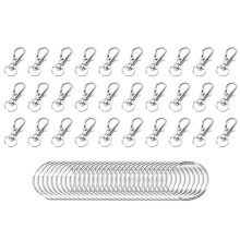60 Stuks Sleutelhanger Clip Haken Twist Locks Lanyard Karabijnhaken met Split Key Rings (Zilver)