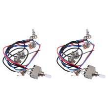 2X Lp Electric Guitar Pickups Wiring Harness Kit 2T2V 500K Pots 3 Way with Jack White Cap