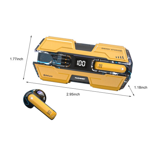Qnjujn Mechanical Wind Bluetooth Headset Yellow 2