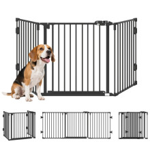 Barreira de segurança dobrável preta para cães, ideal para lareiras, 202 cm.