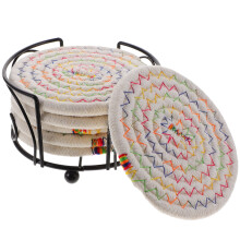 Cotton Rope Coasters Round 6 Pcs Bohemian Style