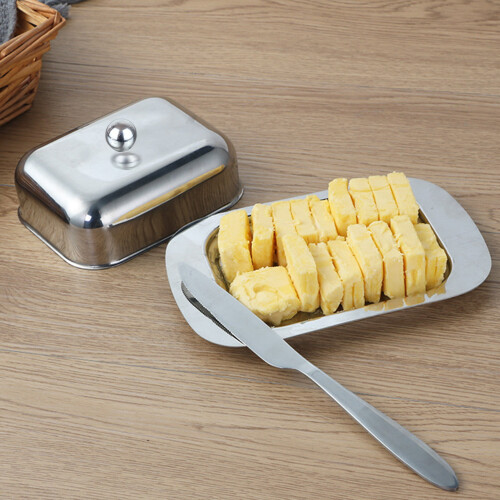 Stainless Steel Butter Dish with Lid 1 Piece 2