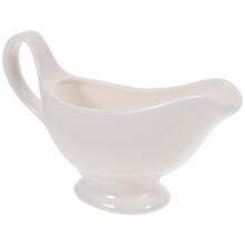 Sauce à sauce avec anse, en céramique blanche, avec bec verseur pour vinaigrettes, crème et bouillon au poivre noir.