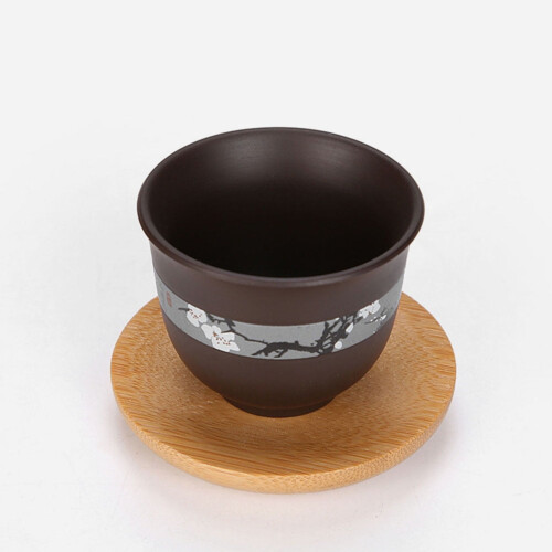 Round bamboo coaster set 4 pcs non-slip drink mat 1