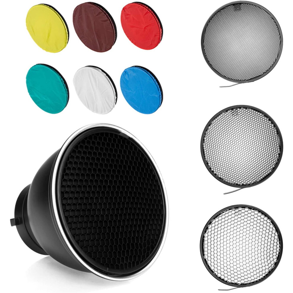 Bowens Mount Reflector With Honeycomb Grid And 6-Color Light 9336866938173