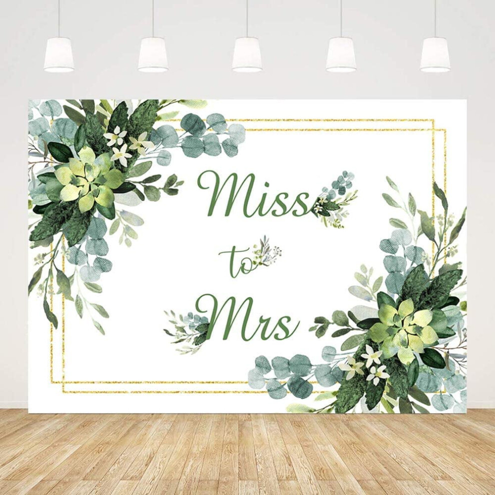 Rustic Miss To Mrs Backdrop Leaves Floral 7X5 Ft Green 9336866941432