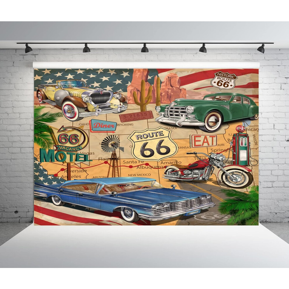 Vintage Route 66 Photography Backdrop 7X5 Ft 9336866941531