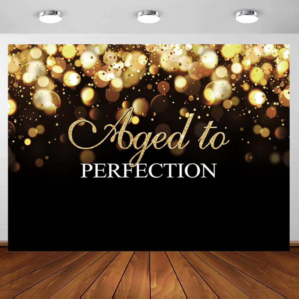 Aged To Perfection Birthday Backdrop Glitter Bokeh Circles 9336866941593