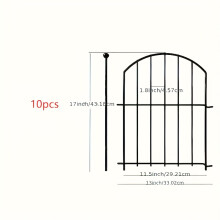 (Black 10pcs) Decorative Garden Fence , Rustproof Metal Animal Barrier Fence , 10pcs , Black , for Yard Patio Lawn Garden Bed