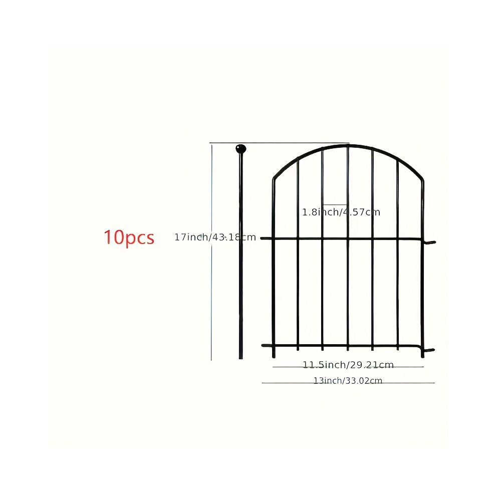 (Black 10Pcs) Decorative Garden Fence Rustproof Metal Animal Barrier Fence 10Pcs Black For Yard Patio Lawn Garden Bed 5032130965916