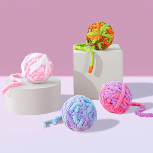 Katteboldlegetøj Fleece Strik med Bell1Pack 2