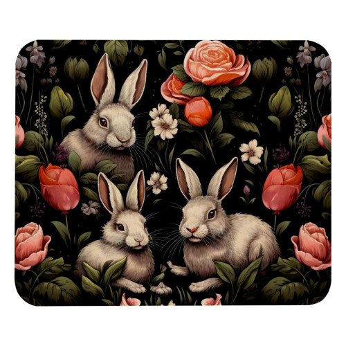 Mouse Pad Rabbit Flower Pattern Anti-Slip Rubber Base