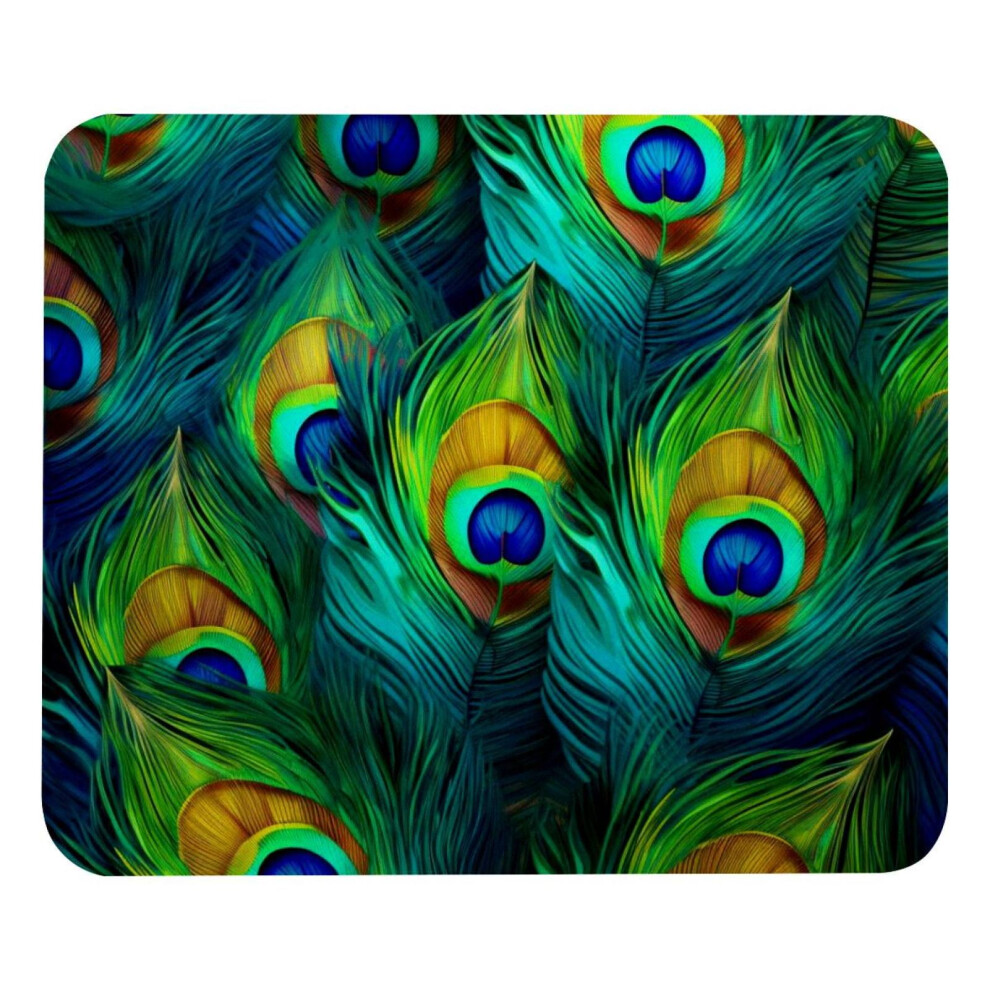 Peacock Feather Mouse Pad Cloth 8.3X9.8 In Green 917087735834