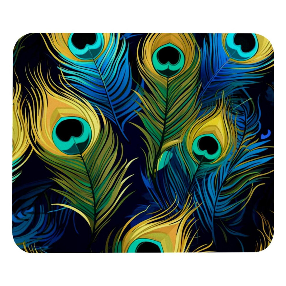 Peacock Feather Mouse Pad Cloth 21X25cm Green 917087736596
