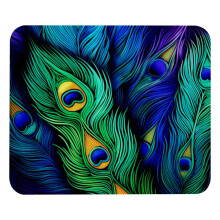 Peacock Feather Green Mouse Pad Non-Slip Rubber Base