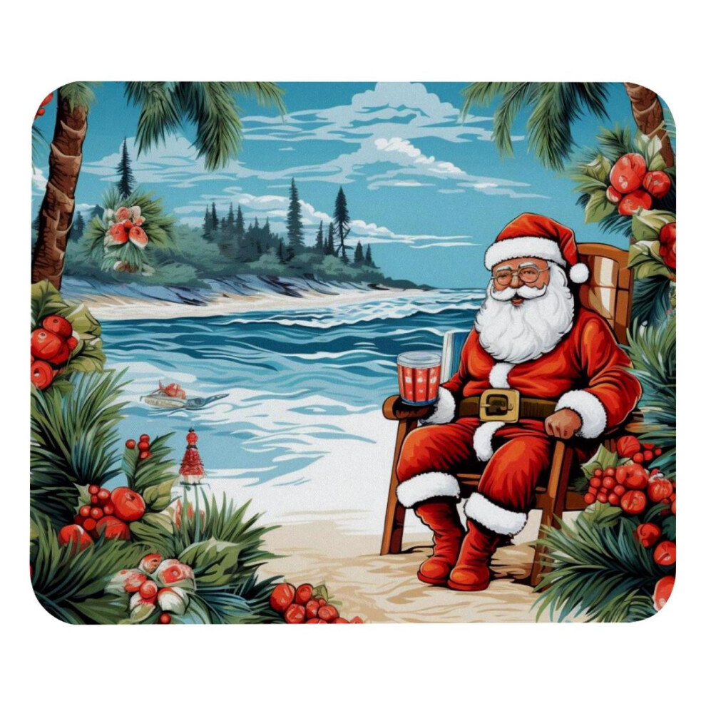 Santa Claus Beach Vacation Mouse Pad Textured Non-Slip 917087737074