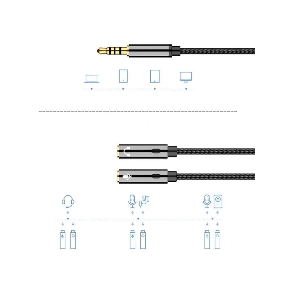 3.5Mm Trrs Headphone Splitter With Mic For Pc And Android 9336866947762