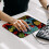 Square mouse pad with non-slip rubber base and chameleon 7