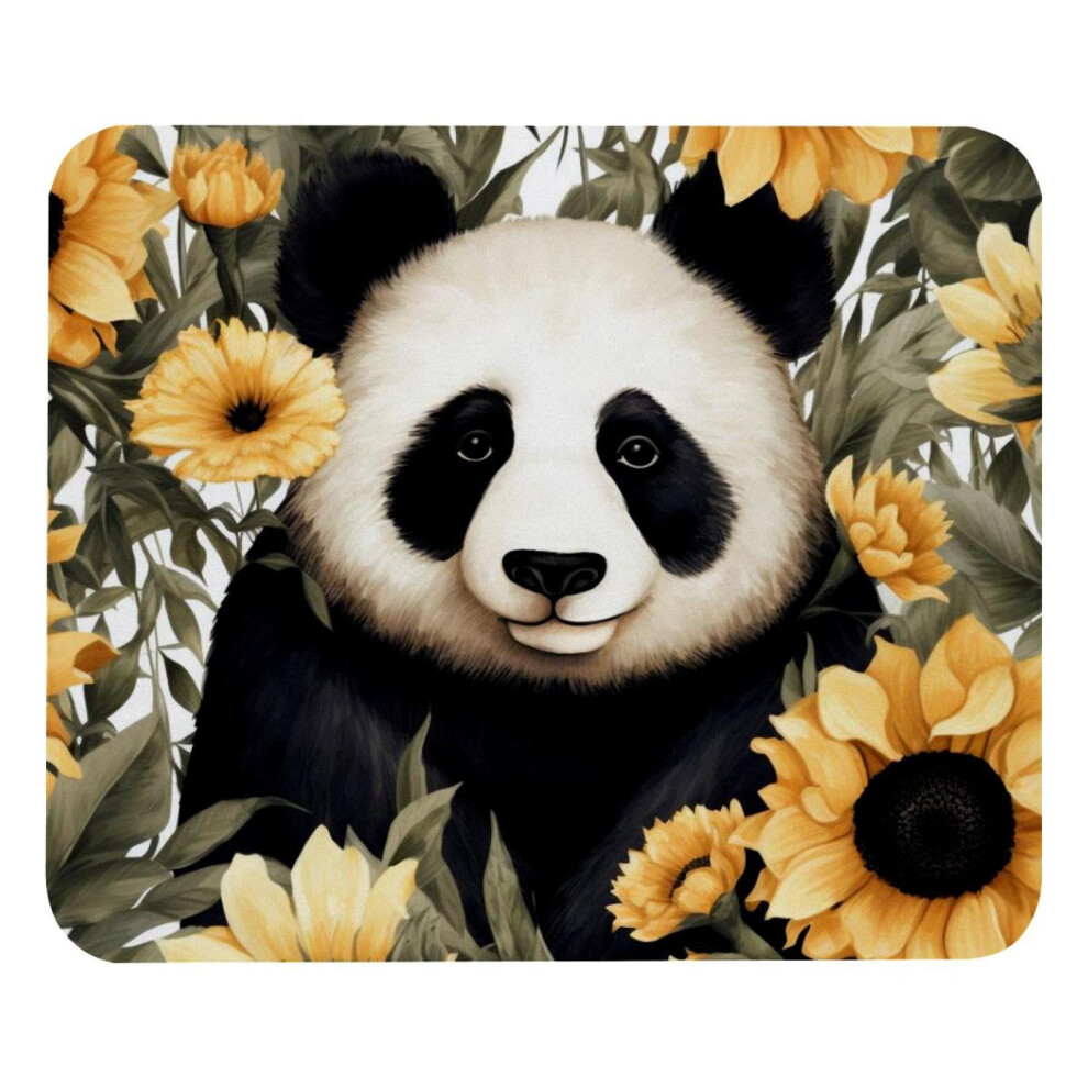 Square Mouse Pad With Non-Slip Rubber Base Panda Sunflower 917087738897