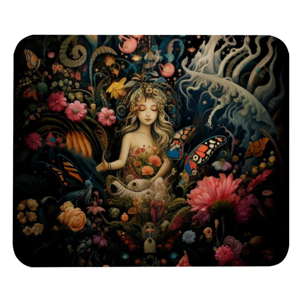 Square Mouse Pad Bohemian Girl Cartoon 8.3X9.8 Inch 917087738996