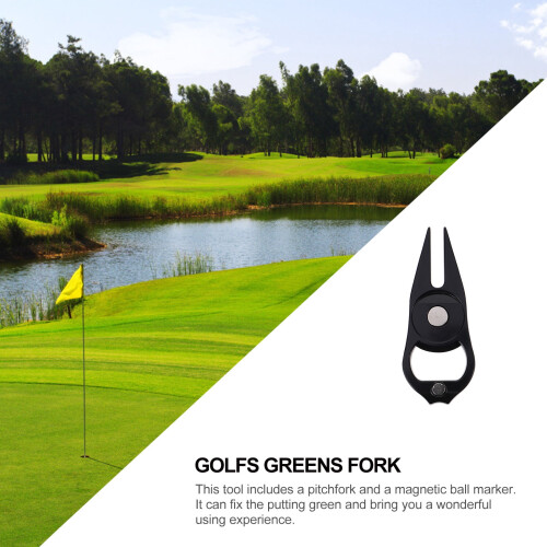 Golf Divot Fork Metal Tool with Bottle Opener and Ball 1