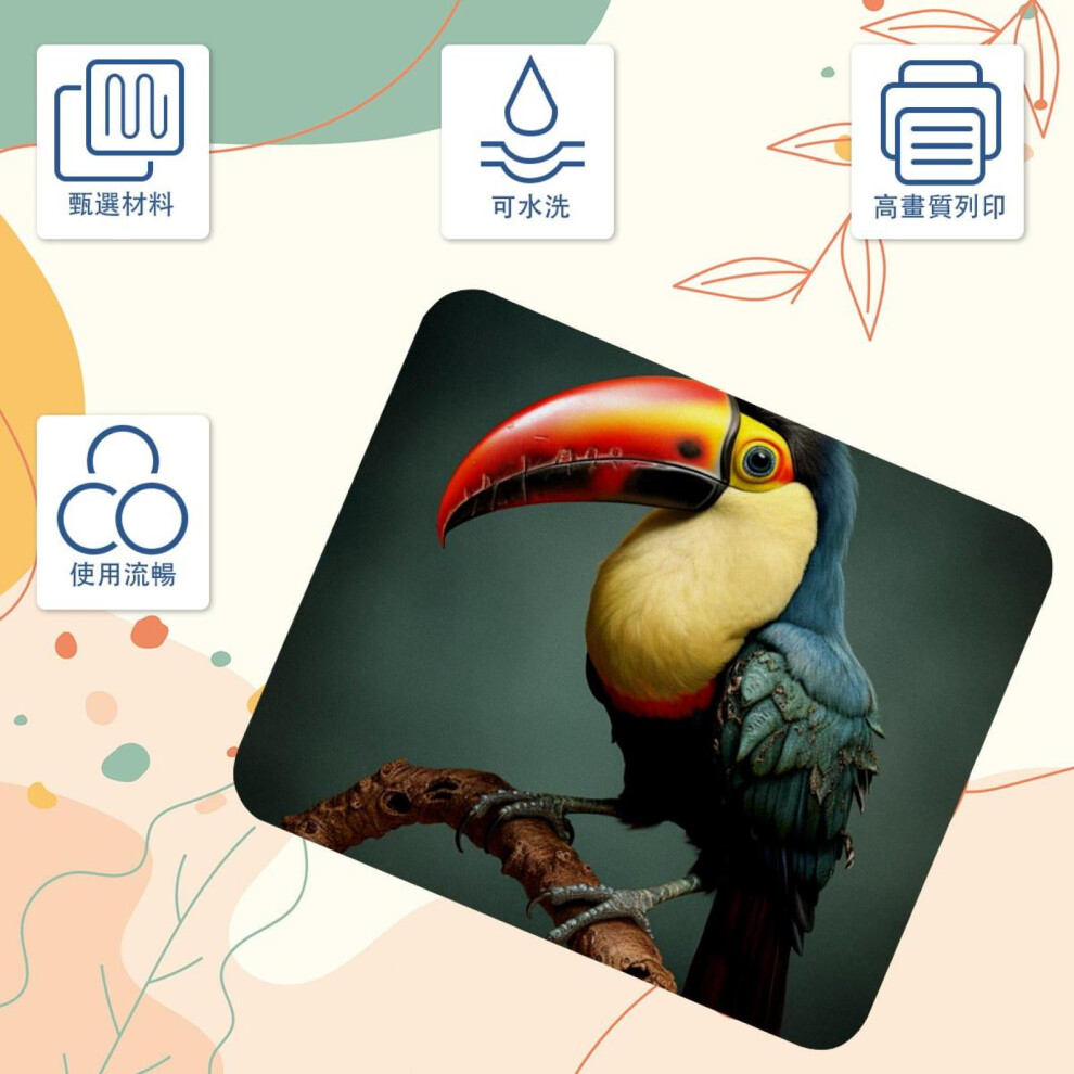 Toucan Pattern Mouse Pad Non-Slip Rubber Base 917087739030