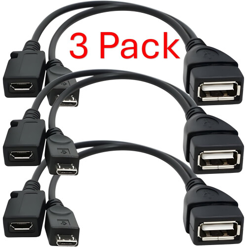 [3 τεμάχια] Προσαρμογέας θύρας USB, καλώδιο Micro OTG και τροφοδοσία - Συμβατό με fireSticks, 1