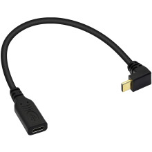 Przewód przedłużający USB C typu C męski na żeński, krótki, kątowy, 90 stopni, USB 3.1, szybkie ładowanie 10 Gb/s, 4K