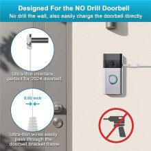 USB-C Laddningskabel för Ring Doorbell /Pro 2024, 4,3 M Installation Utan Borrning, 90 Graders Vinkel