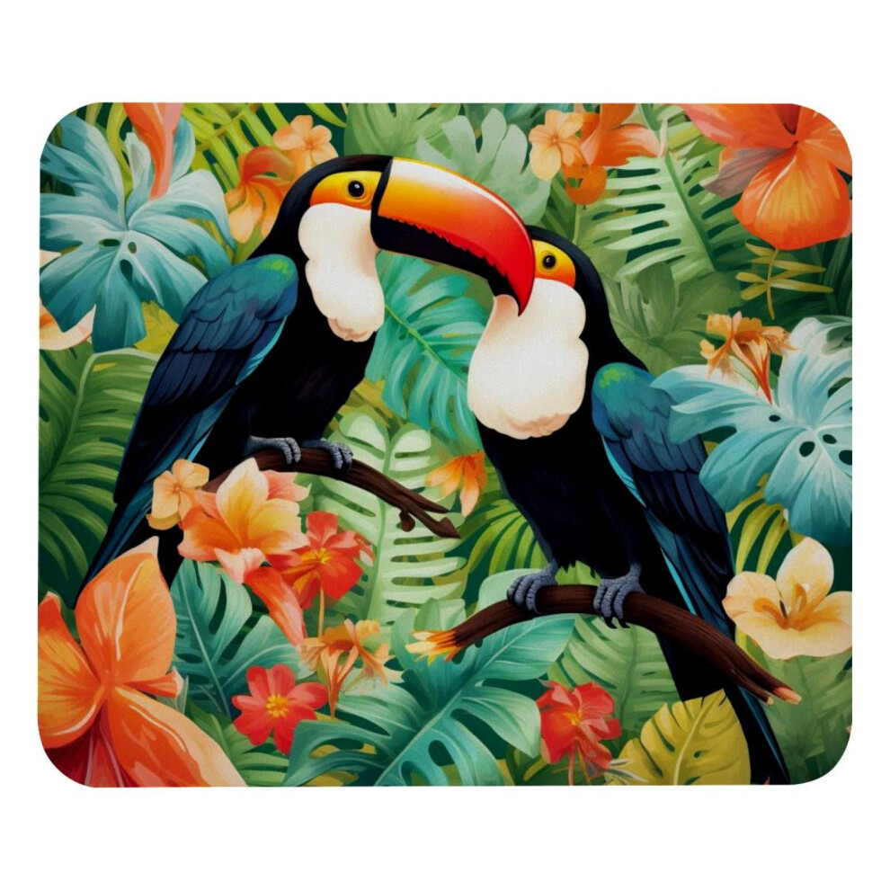 Toucan And Leaves Mouse Pad Anti-Slip Rubber Base 917087732635