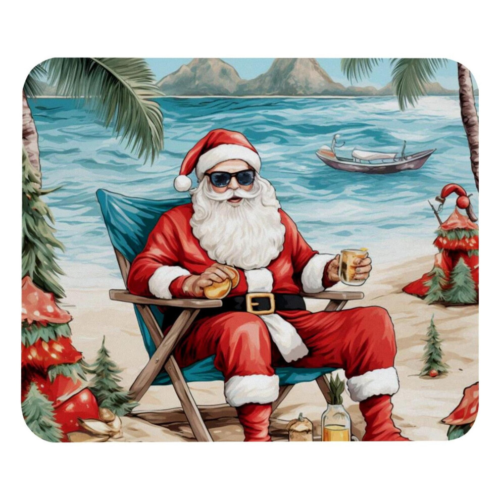 Santa Claus Beach Vacation Mouse Pad Cloth 8.3X9.8 In 917087732512