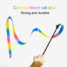 Hesroicy Katt Teaser Stick Bell Interaktiv Färgglad Band Söt Kattleksak Rolig Stav Teaser Wand Katttillbehör