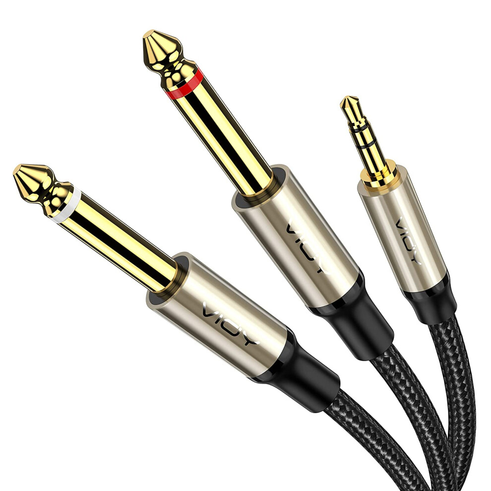 Stereo Cable 3.5Mm Trs To Dual 6.35Mm Ts 6Ft Silver 9336866947427