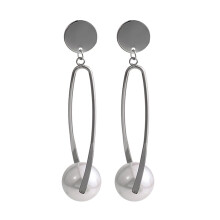 Elegant Faux Pearl Drop Earrings Hollow Silver 1 Pair