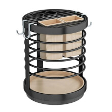 360 Rotation Knife Holder Stand for Knives Kitchen Metal Stands for Cutlery Utensil Inserted Block Storage Tank Black