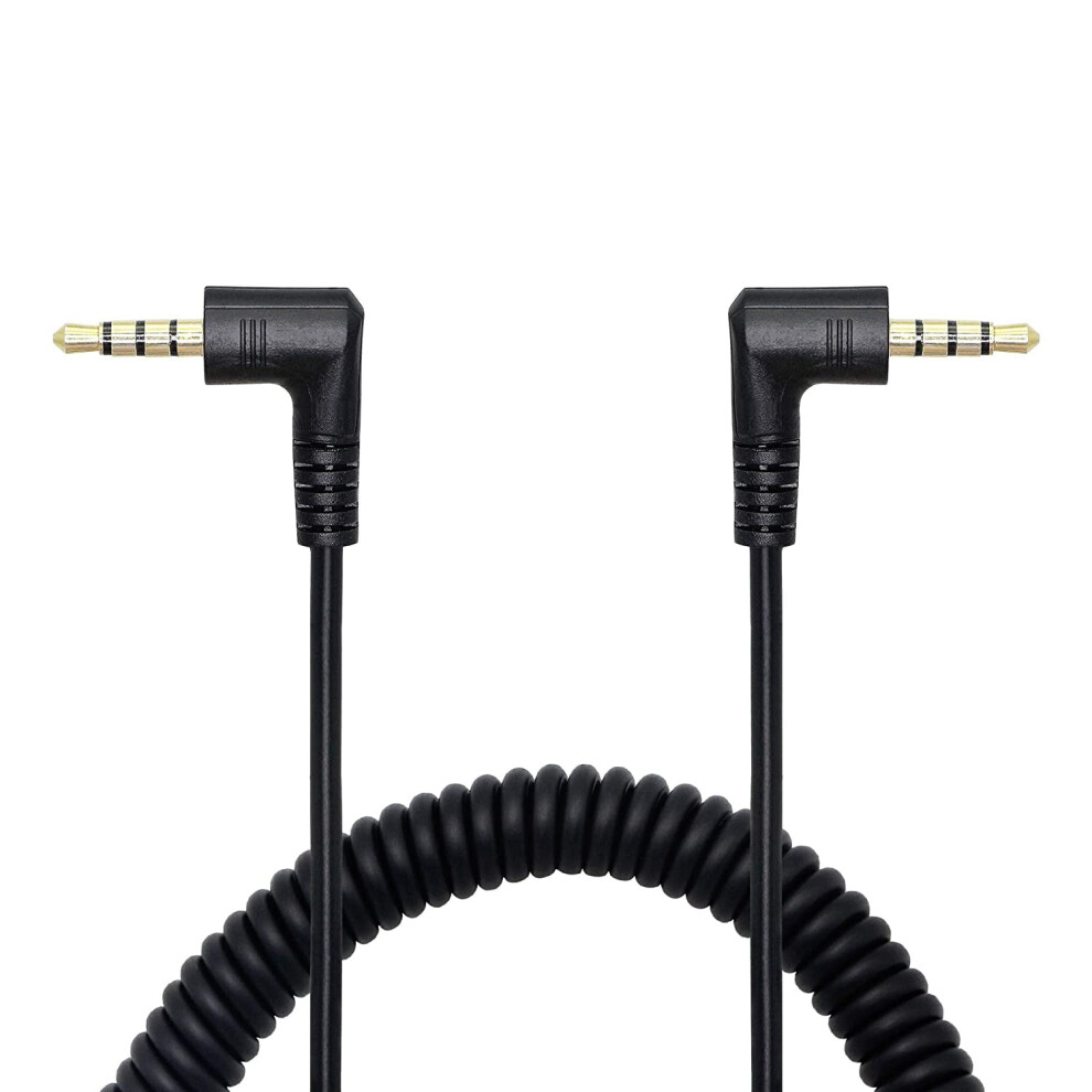 3.5Mm Male To Male Right Angle Aux Cable 4-Pole Spiral Gold 9336866948295