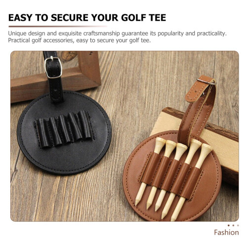 Golf tee organizer leather case with spikes 1